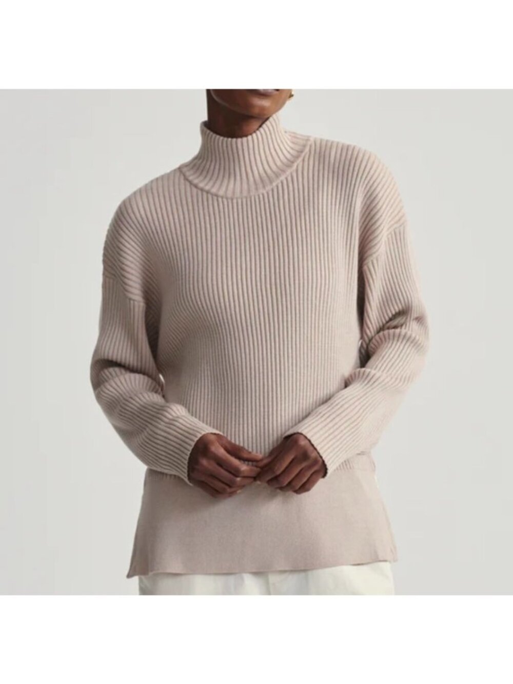 Varley‎ Mayfair Mock Neck Ribbed Sweater with Side Zipper Size XS Women's